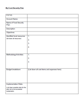 My Food Security Plan (Sample Template)