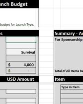 BL-040 Survival and Sponsorship Launch Budget