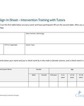 Reading Activity Curriculum Attendance Sign in Sheet