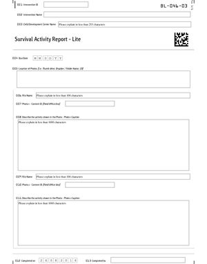 BL 046 03: Survival Activity Report Lite (Fillable Form) ForChildren